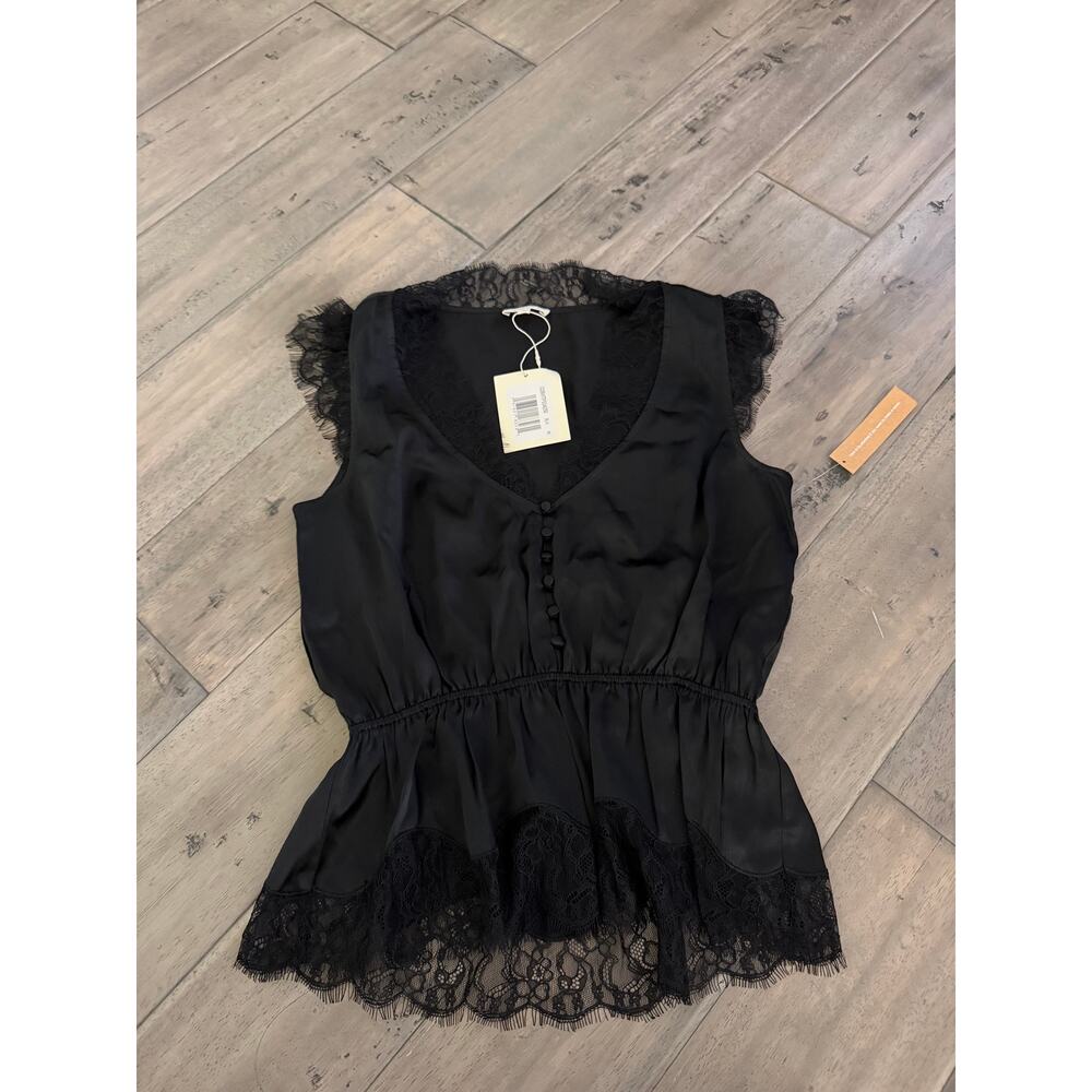 sorella Yada Silk Top black lace size M $245 - Picture 4 of 5